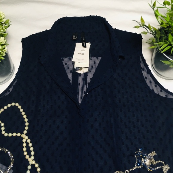 MNG BLUE NAVY SUIT ROSITA BLOUSE - Picture 8 of 8
